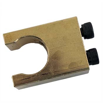 Weld Thru Deck Ferrule Grip with a gold-colored metal body and two black adjustment knobs for secure welding applications.