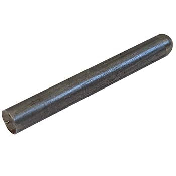 Steel weld stud with 1/4-inch diameter, 2-inch length, no flange or threads, rounded end, mild steel material.
