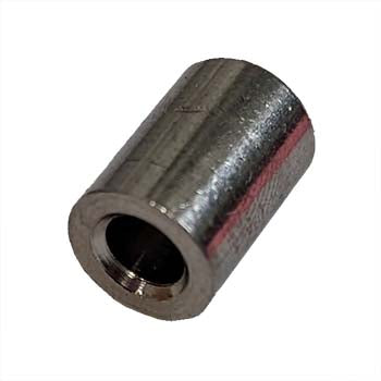 Stainless steel CD weld stud with 5/16&quot; diameter, 0.63&quot; length, and a drilled hole measuring 0.156&quot; by 0.44&quot;.