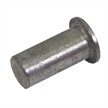 Metal B stops designed for specific length studs, cylindrical with a flange on one end for secure placement.