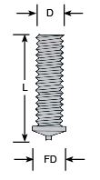 Flanged CD Weld Stud 4-40 Thread Mild Steel Schematic